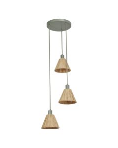 DECOR RAFFIA PENDANT PLATE 3XE27GN LEDV