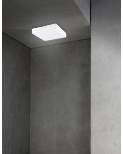 CUBE Ceiling Light IP44 White Opal Glass