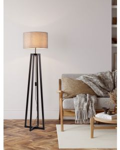 Artis Gray Linen Shade & Black Wood LED