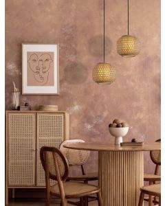 Asma Rattan & Sandy Black Steel Base LED
