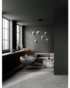 Aelia Matt Black Metal & Smoky Gray Glas