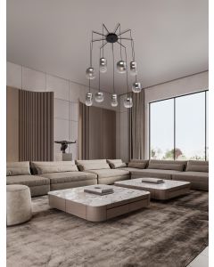 Aelia Matt Black Metal & Smoky Gray Glas