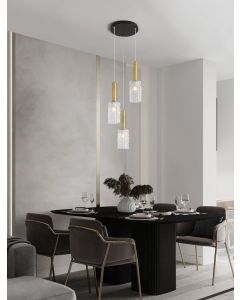 Certa Clear Structured Glass Brass Gold