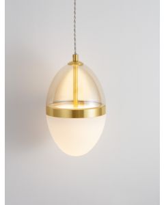 Egna Opal & Cognac Glass Gold Metal LED