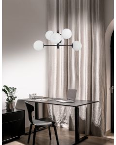 IMPERO White Frosted Glass Black Metal L