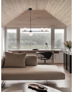 IMPERO White Frosted Glass Black Metal L