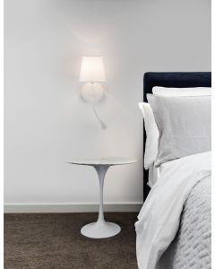 NIA White Metal White Fabric Shade Switc