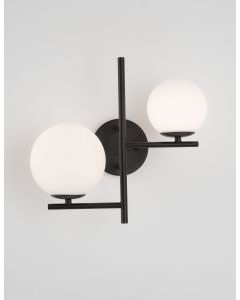 IMPERO White Frosted Glass Black Metal L