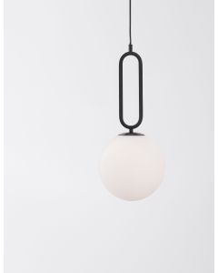 GRUS Matt Black Metal Opal Glass LED E27