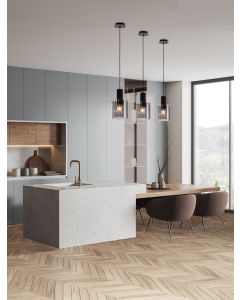 Mirbi Sandy Black Steel & Smoky Glass L