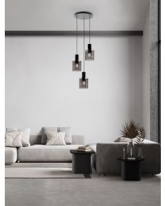 Mirbi Sandy Black Steel & Smoky Glass L