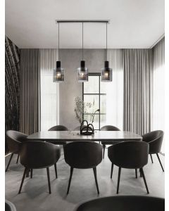 Mirbi Sandy Black Steel & Smoky Glass L