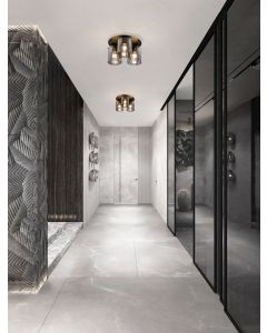 Mirbi Sandy Black Steel & Smoky Glass L