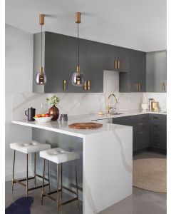 Imatia Brass Gold Metal & Smoky Glass L
