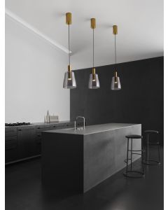 Imatia Brass Gold Metal & Smoky Glass L
