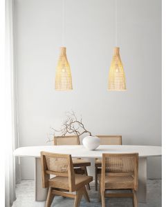 NIRO Natural Rattan & White Fabric Wire