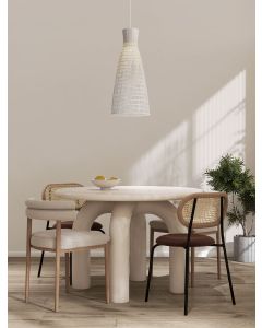 NIRO Natural Rattan & White Fabric Wire