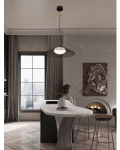 Brume Matt Black Metal & Opal Glass LED