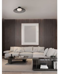 Brume Matt Black Metal & Opal Glass LED