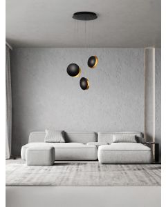 SHELL Pendant Light Black & Gold Alum &