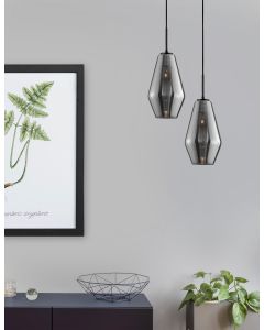 VEIRO Chrome Glass Black Metal Black Fab