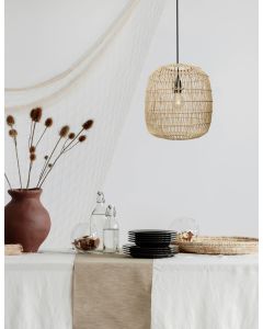 MELODY Natural Ratan Black Fabric Wire &