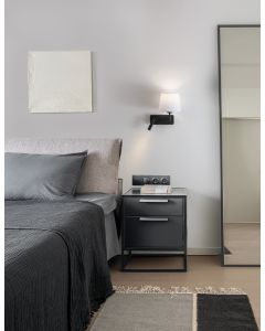 SAVONA White Fabric Shade & Sandy Black