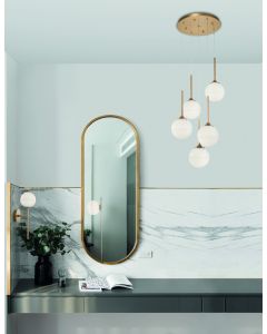 CANTONA White Opal Glass Brass Gold LED