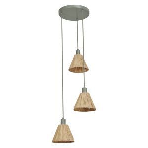 DECOR RAFFIA PENDANT PLATE 3XE27GN LEDV
