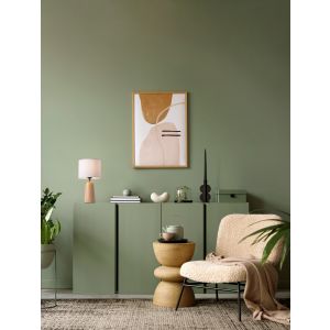 Oby Linen Fabric Shade & Natural Wood L