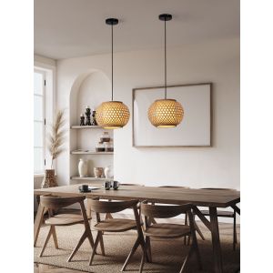 Asma Rattan & Sandy Black Steel Base LED