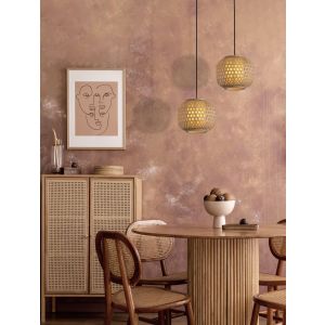 Asma Rattan & Sandy Black Steel Base LED