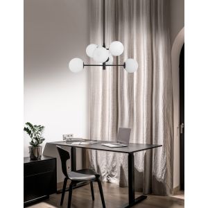 IMPERO White Frosted Glass Black Metal L