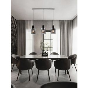 Mirbi Sandy Black Steel & Smoky Glass L