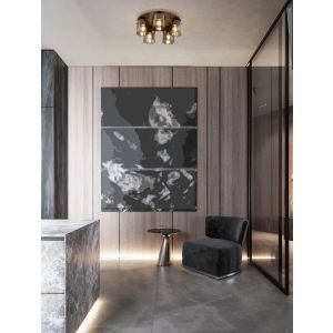 Mirbi Sandy Black Steel & Smoky Glass L