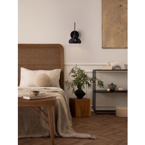 Fado Black Rattan Black Wire & Base L
