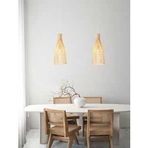 NIRO Natural Rattan & White Fabric Wire