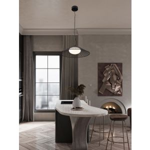 Brume Matt Black Metal & Opal Glass LED