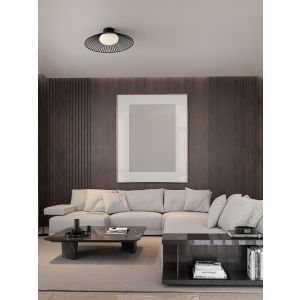 Brume Matt Black Metal & Opal Glass LED