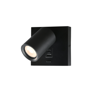 WL zwart 1l 11,4x11,4cm incl GU10 6W USB